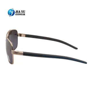 Fashion Protection Double Bridge UV400 Polarized Rubber Temples Polarized Metal Sunglasses